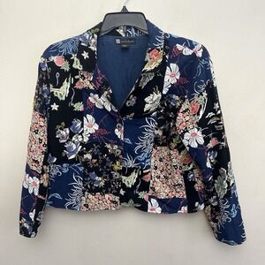 Casual Studio‎ Jacket Womens M Floral Cottage Patchwork Wearable Art